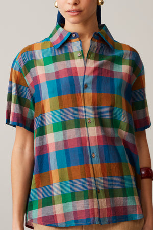 APRIL SHIRT | BRIGHT SPACE DYED PLAID