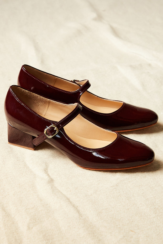 ALICE burgundy patent leather Mary Janes pumps