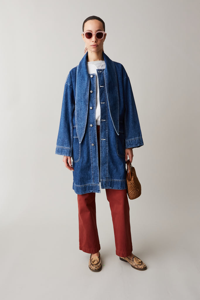 PETA COAT WASHED INDIGO DENIM CARON CALLAHAN