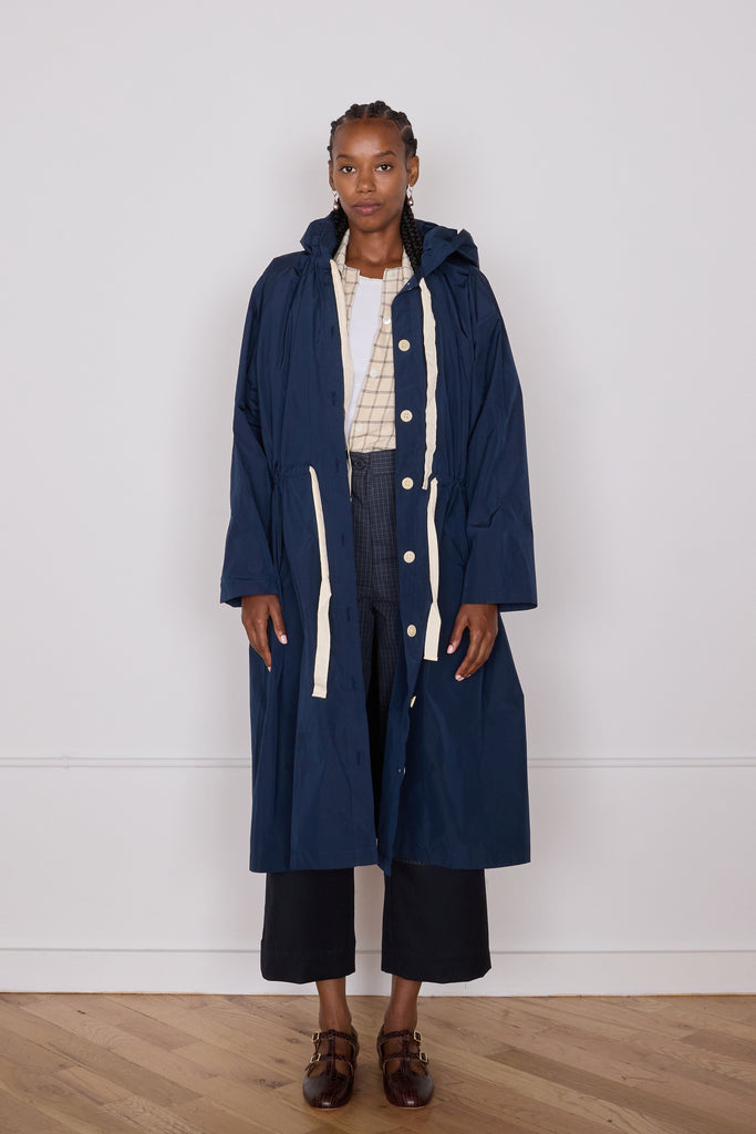 SIMONE TRENCH | NAVY CRISP NYLON – CARON CALLAHAN
