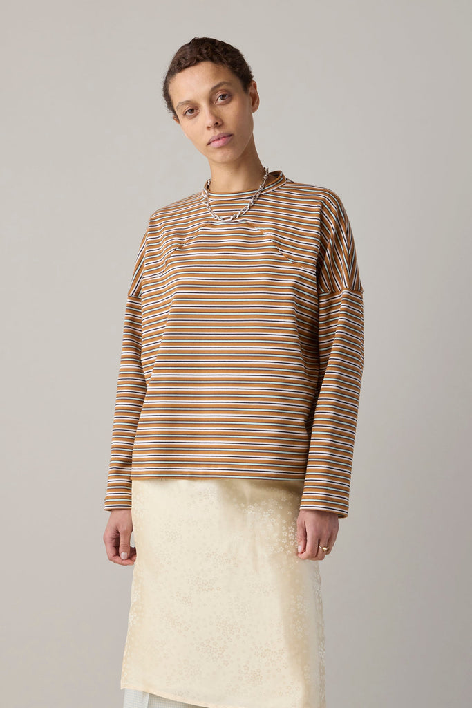 MILO TEE | MULTI BROWN & PINK JERSEY STRIPE – CARON CALLAHAN