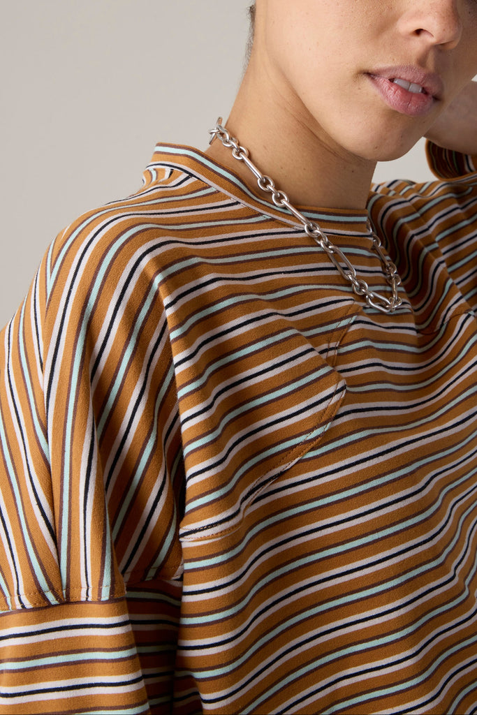 MILO TEE | MULTI BROWN & PINK JERSEY STRIPE – CARON CALLAHAN
