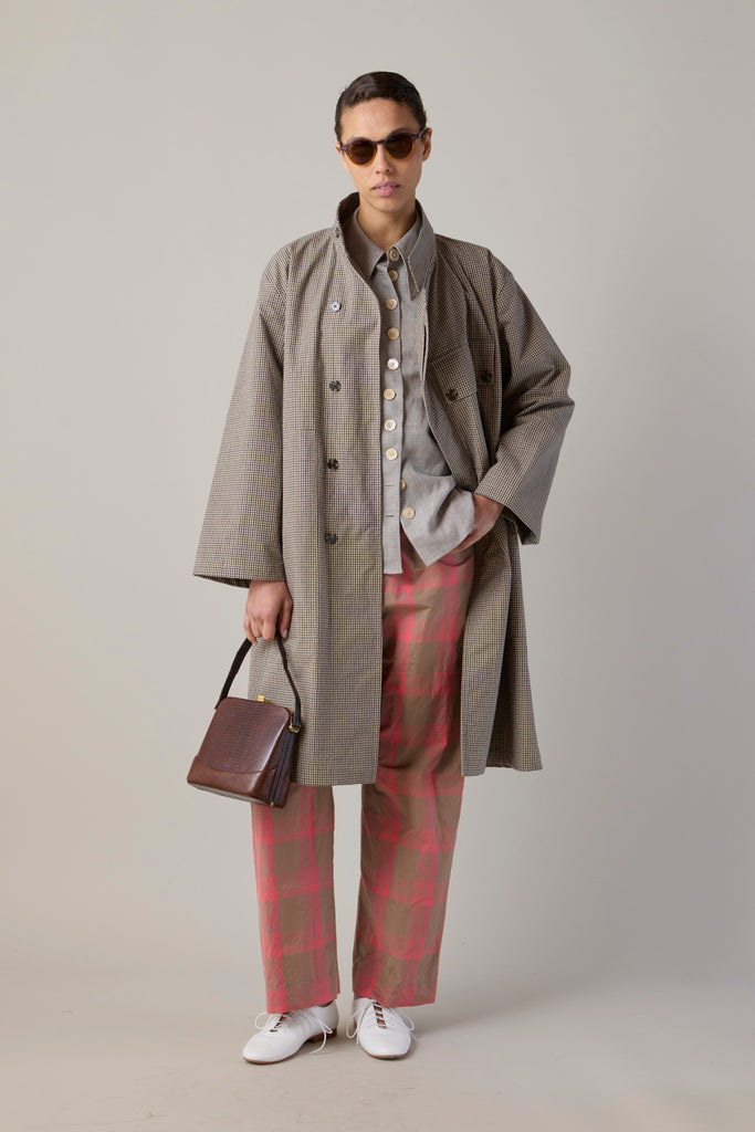LAUREN COAT | BROWN JAPANESE CHECK – CARON CALLAHAN