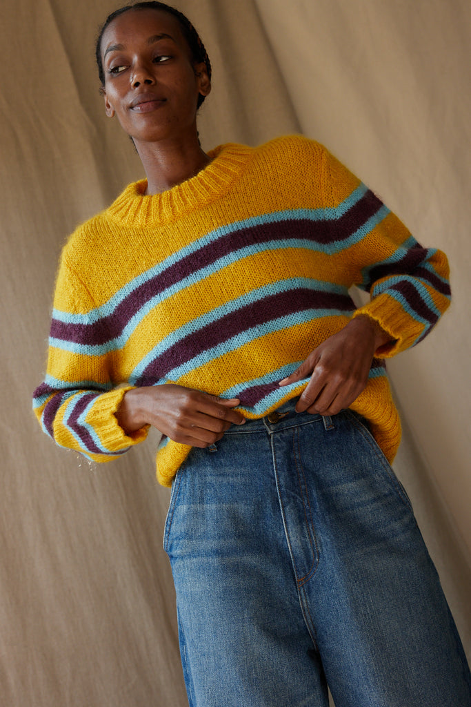 FLETCHER SWEATER CANARY STRIPE MOHAIR CARON CALLAHAN