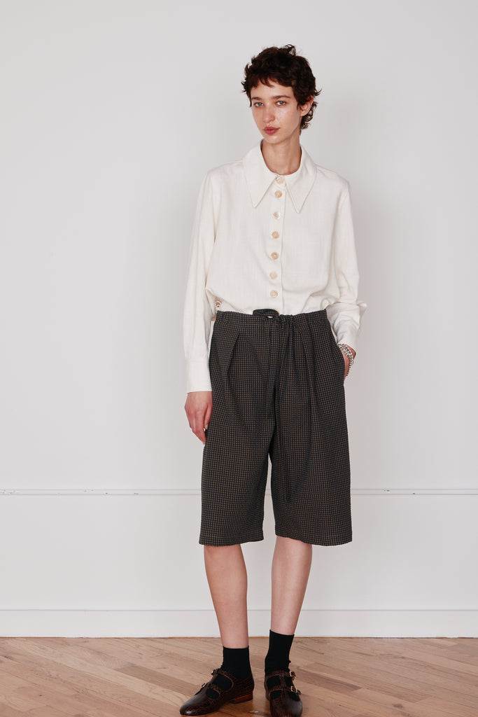 SCOTTIE CULOTTES | BLACK & CAMEL GINGHAM SEERSUCKER – CARON CALLAHAN