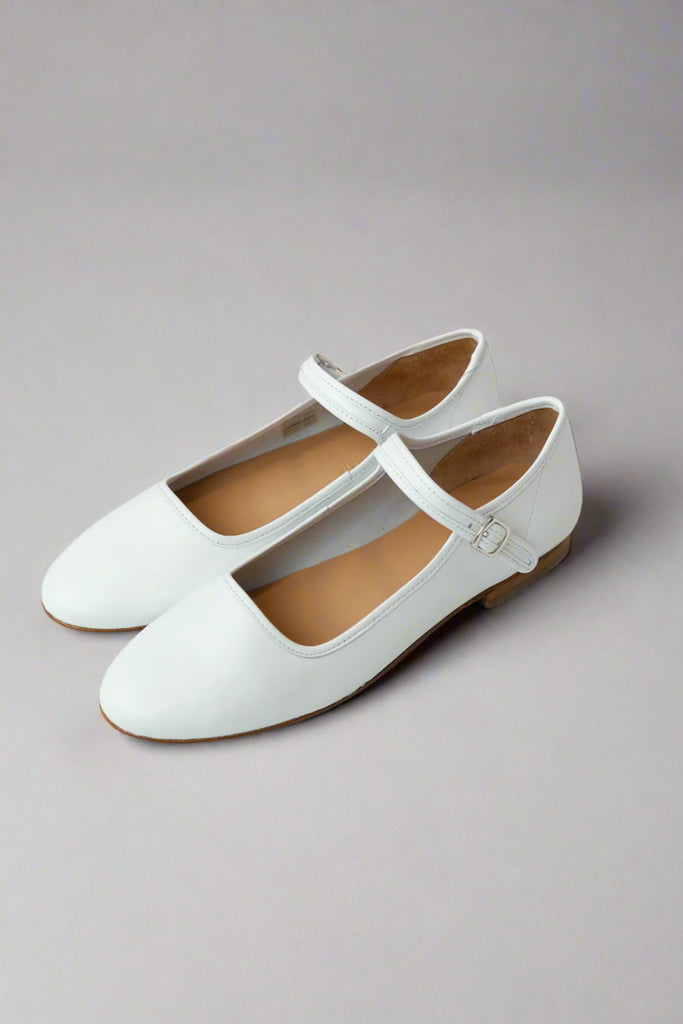 white flat dress shoes ELLIE MARY JANE