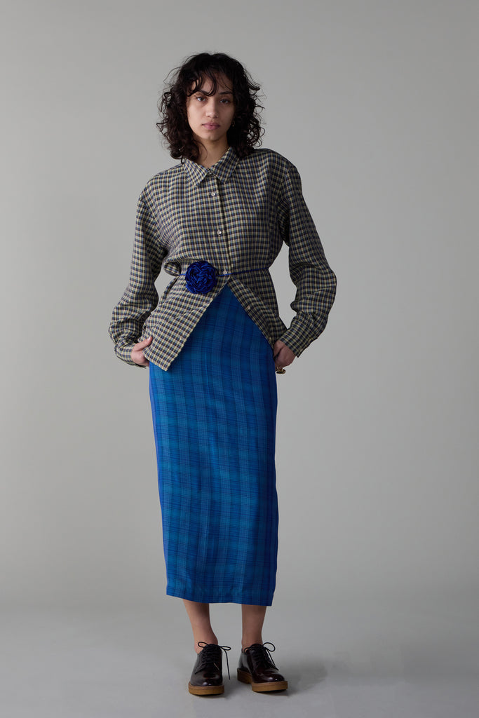 LILA SKIRT | TEAL VISCOSE PLAID – CARON CALLAHAN