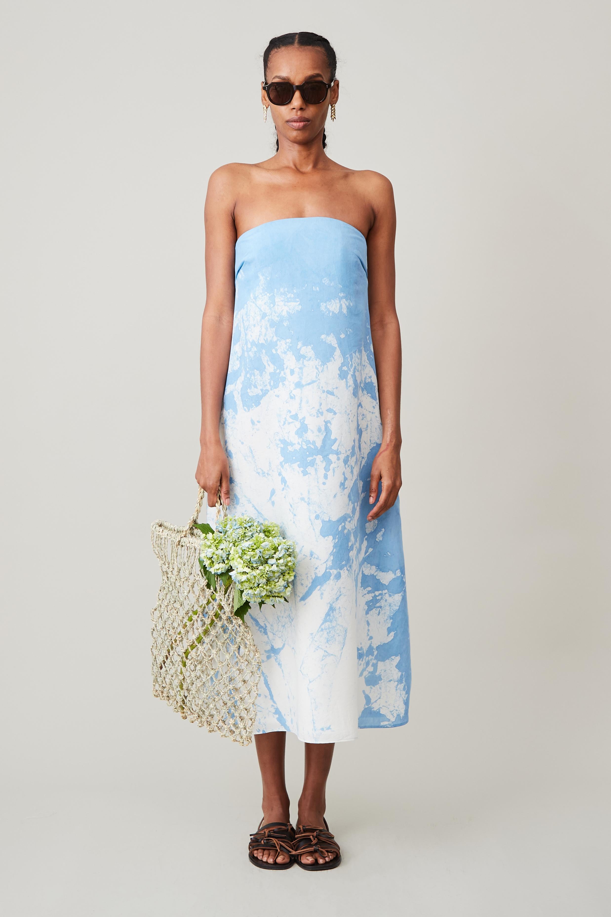 MERCEDES DRESS | BLUE TUMBLE DYE CARON CALLAHAN MERCEDES DRESS | BLUE TUMBLE DYE CARON CALLAHAN