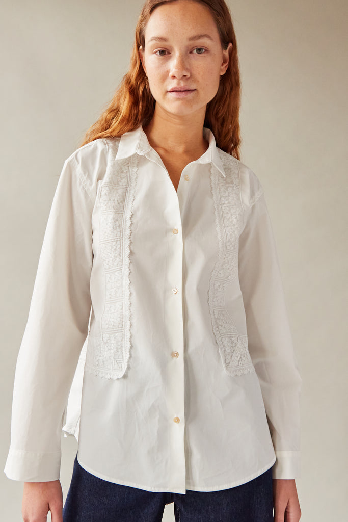 ALICE TOP WHITE POPLIN LACE CARON CALLAHAN