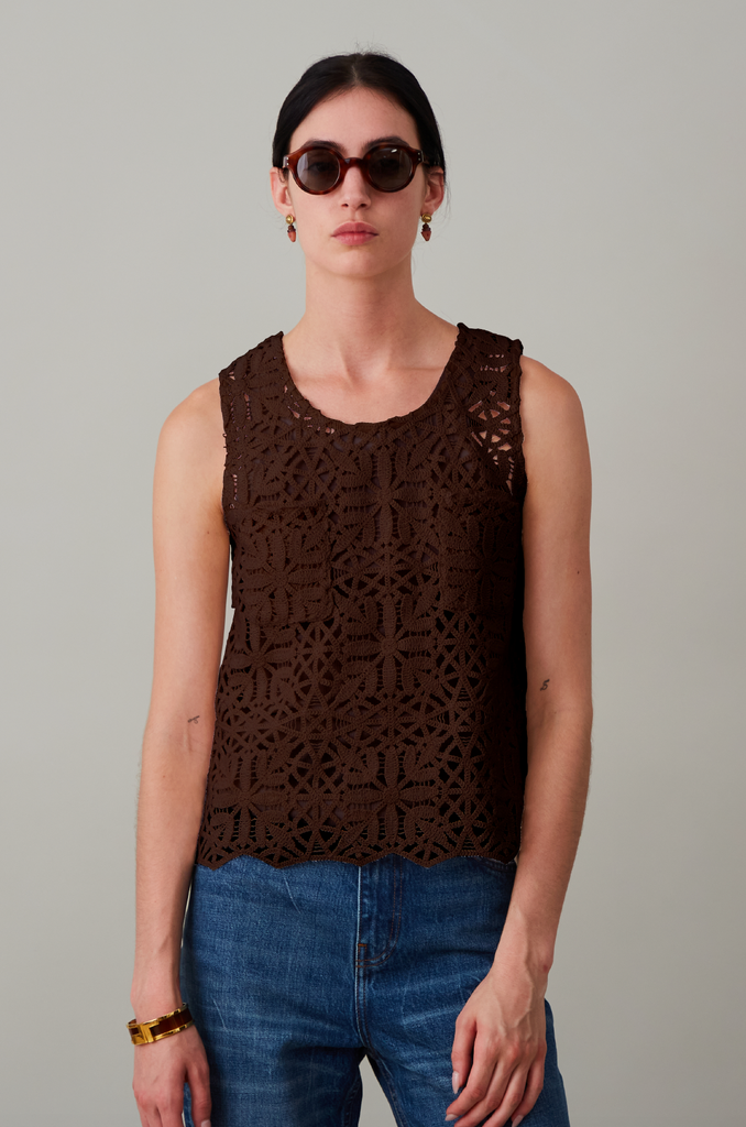 CLANE PILE FLARE TANK TOPS ブラウン サイズ1 CLANE - パイル フレアショートトップス - PILE FLARE TANK TOPS