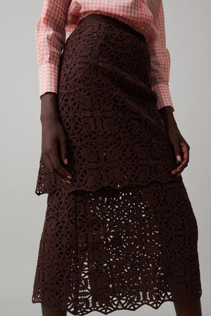 LAKSHMI SKIRT | CHOCOLATE COTTON LACE