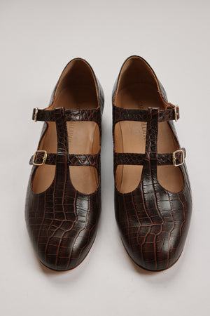 ALFIE FLAT | CHOCOLATE EMBOSSED LEATHER