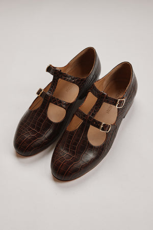 ALFIE FLAT | CHOCOLATE EMBOSSED LEATHER