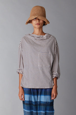 ONA LONG SLEEVE | BLUE FINE STRIPE JERSEY