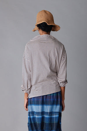 ONA LONG SLEEVE | BLUE FINE STRIPE JERSEY