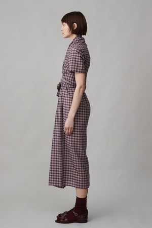 JOCELYN DRESS | CHOCOLATE PUCKERED MINI PLAID