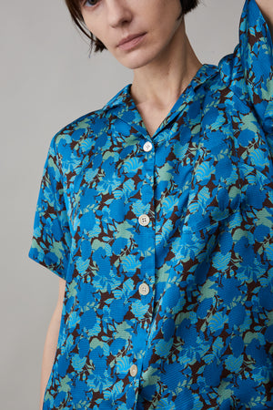 JOHAN SHIRT | PETROL PALM FLORAL VISCOSE