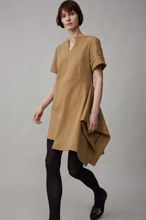 toast linen dress TOAST Natsumi Ivory Red Floral Knee Dress Linen Blend SS Pockets Size UK 8 US 4