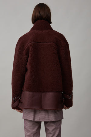 ROSCOE COAT | BURGUNDY SHEARLING