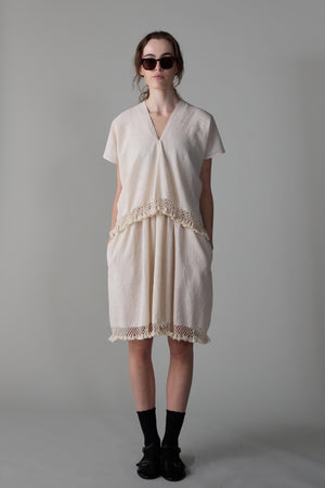 KAMIA DRESS | FRINGE COTTON KHADI