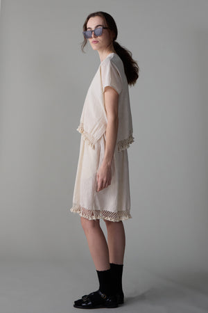KAMIA DRESS | FRINGE COTTON KHADI