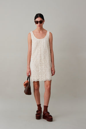 JEANINE DRESS | EGRET COTTON LACE