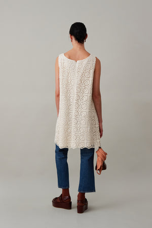 JEANINE DRESS | EGRET COTTON LACE