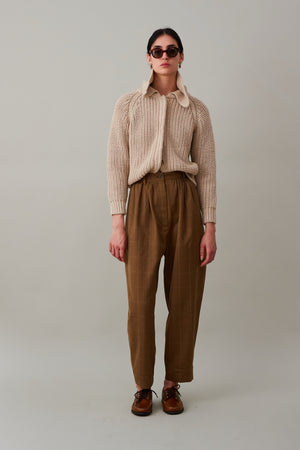 BRADY TROUSER | BROWN PLAID LIGHT WOOL