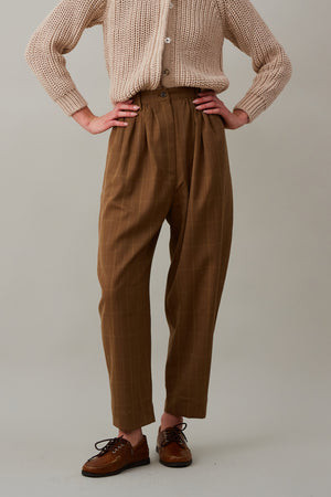 BRADY TROUSER | BROWN PLAID LIGHT WOOL