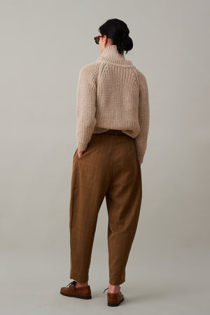 BRADY TROUSER | BROWN PLAID LIGHT WOOL