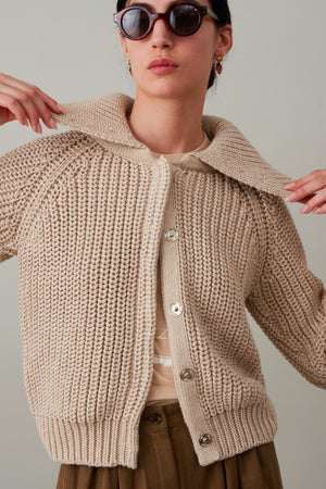 FREDA CARDIGAN | ECRU ORGANIC COTTON ALPACA