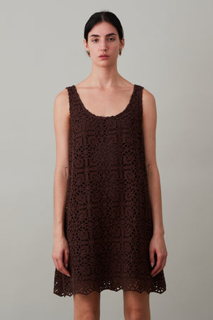 JEANINE DRESS | CHOCOLATE COTTON LACE