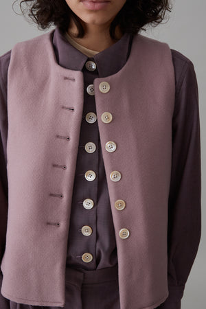 JACOB VEST | MAUVE TWILL MELTON WOOL