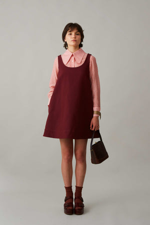 JEANINE DRESS | BURGUNDY DOUBLE FACE COTTON