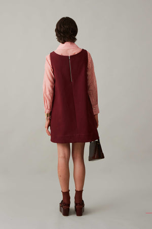 JEANINE DRESS | BURGUNDY DOUBLE FACE COTTON