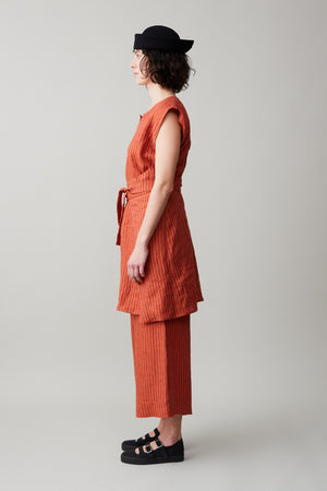 HARPER DRESS | TOMATO LINEN STRIPE