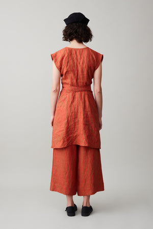 HARPER DRESS | TOMATO LINEN STRIPE