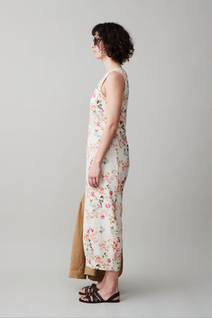 MORGAN JUMPSUIT | RAW SILK FLORAL PRINT