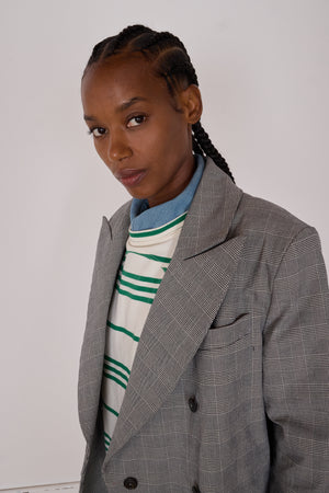 ADOLFO COAT | BLACK & WHITE GLEN CHECK