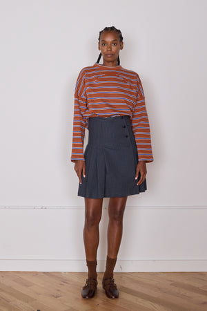 TOSHI SKIRT | MINI CHECK NAVY CRISP COTTON