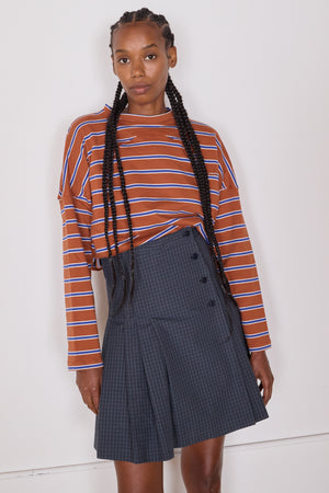 TOSHI SKIRT | MINI CHECK NAVY CRISP COTTON