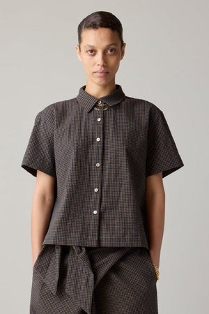 APRIL SHIRT | BROWN & BLACK GINGHAM  CARON CALLAHAN