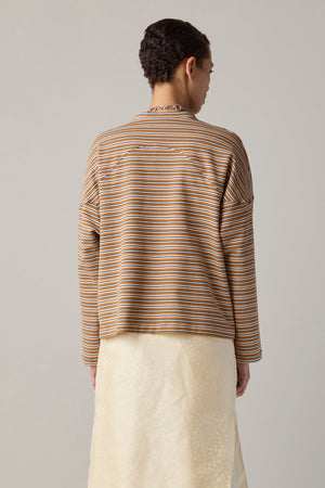 MILO TEE | MULTI BROWN & PINK JERSEY STRIPE – CARON CALLAHAN