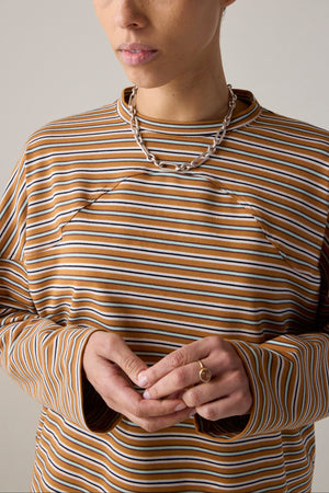 MILO TEE | MULTI BROWN & PINK JERSEY STRIPE – CARON CALLAHAN