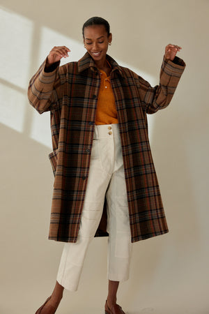 TRAVIS TRENCH | WOOL BLEND CHOCOLATE PLAID