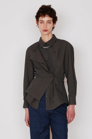 JOANNA SHIRT | BLACK & CAMEL GINGHAM SEERSUCKER