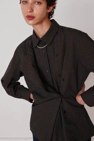 JOANNA SHIRT | BLACK & CAMEL GINGHAM SEERSUCKER
