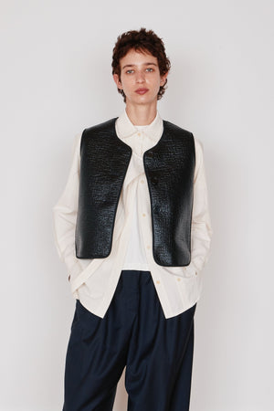 BILLIE VEST | BLACK PATENT WOOL
