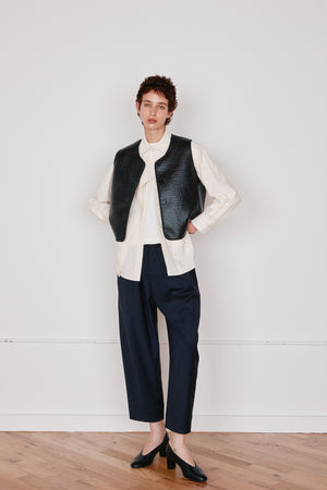 BILLIE VEST | BLACK PATENT WOOL