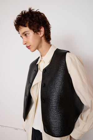 BILLIE VEST | BLACK PATENT WOOL